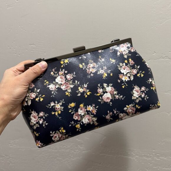 Floral Print Genuine Leather Handmade Push Lock  Shoulder Bag, Crossbody Bag - Picture 12 of 16